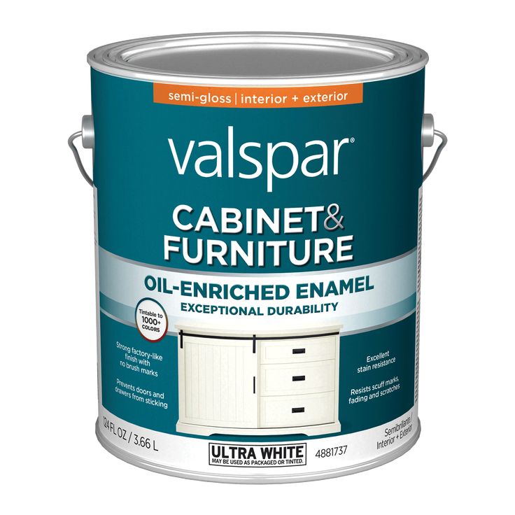 a white paint can with the words valspar cabinet and furniture on it's side