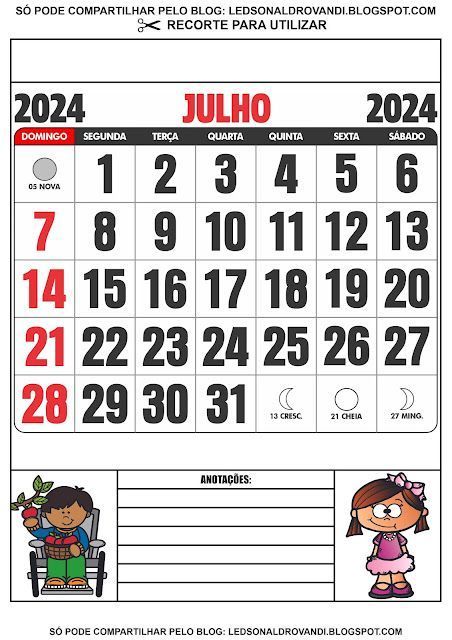 a calendar for july with the date in spanish and numbers to be written on it