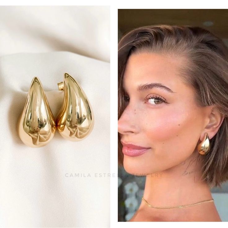 Post Earrings. Gold Plated. Super Cute Statement Earrings. Non Tarnish Hypoallergenic Water Resistant Nickel Free Bottega Earrings, Wedding Ring Finger, Power Bi, Drop Earrings Gold, Chunky Hoop Earrings, Chunky Earrings, Business Intelligence, Earring Crafts, Hailey Bieber