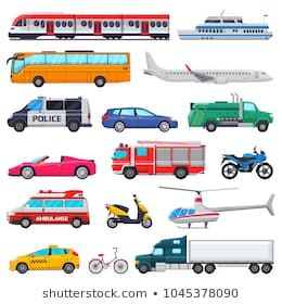 many different types of vehicles and trucks on a white background - miscellaneous objects / characters