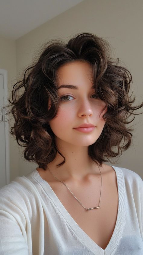 NEW HAIR STYL🤭 Hair Style For Oval Shape Girl, Short Layered Haircuts For Curly Hair, Short Hair Cuts For Women With Layers, Good Haircuts For Wavy Hair, Short Haircuts For Wavy Hair Women, Oval Face Curly Hairstyles, Short Wavy Haircut, Hairstyles For Oval Face Shape, Curly Hair Haircuts