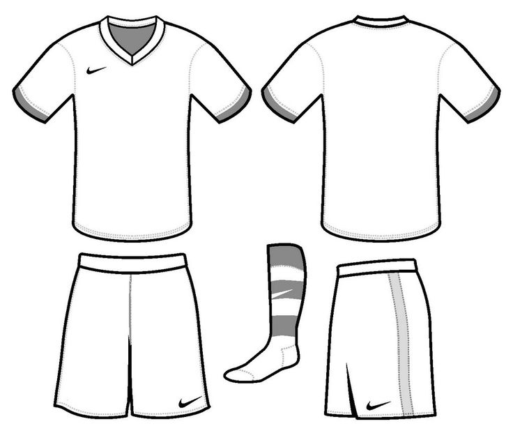 a soccer uniform and socks are shown in black and white, as well as an image of