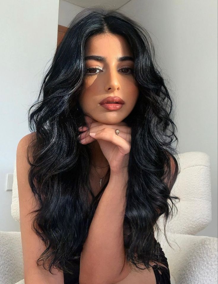 Black Curly Wig, Black Hair Aesthetic, Jet Black Hair, Black Hair Extensions, Long Black Hair, Long Wavy Hair, Clip In Hair Extensions, Aesthetic Hair, Hair Waves