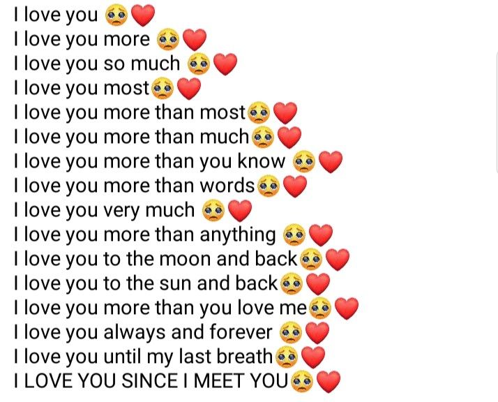 an image of emotication with hearts and words on white paper that say i love you