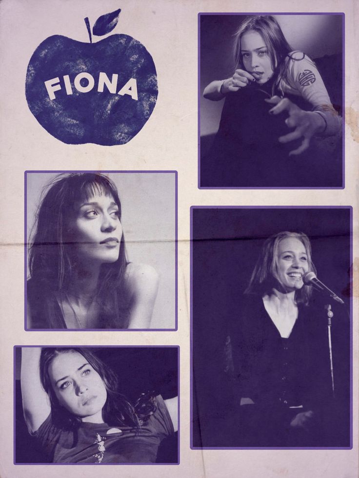 an advertisement for fiona with four pictures of the same woman