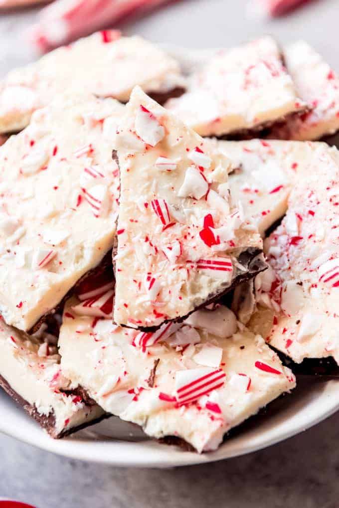 easy homemade peppermint bark recipe on a plate