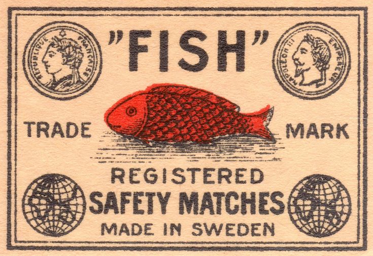 a red fish stamp with words on it