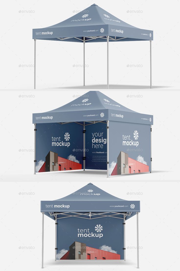 three different tents with the same design on them