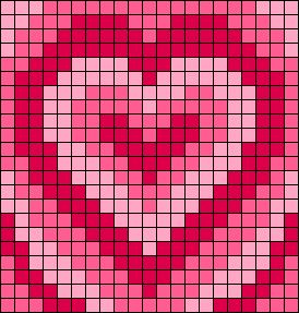 a heart made out of squares in pink and red