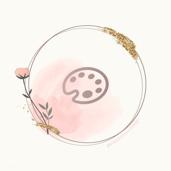 a pink and gold circle with flowers on it