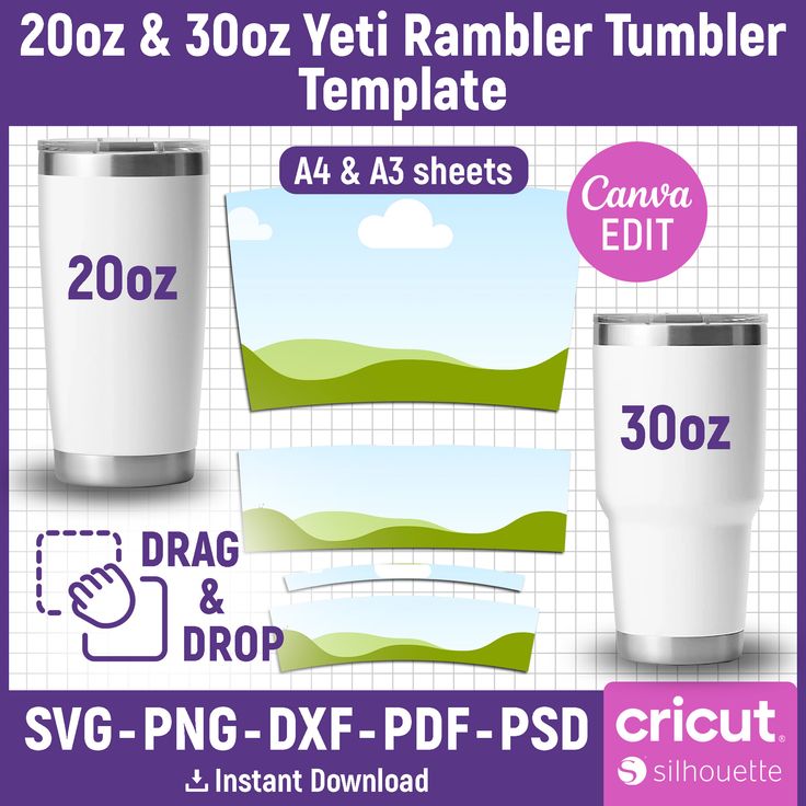 the tumbler tumbler is shown in three different sizes