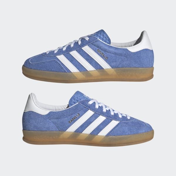 adidas Gazelle Indoor Shoes - Blue | Free Shipping with adiClub | adidas US Blue Gazelle Adidas Outfit, Adidas Gazelle Blue, Gazelle Bold Shoes, Adidas Gazelle Outfit, Adidas Gazelle Indoor, Gazelle Bold, Bold Shoes, Capsule Closet, Classy Outfits Men