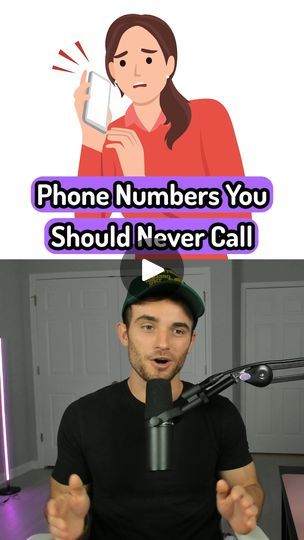 a man sitting in front of a microphone with the caption phone numbers you should never call