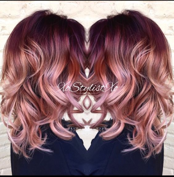 Hair Color 2017, Haircuts Curly, Ombre Hairstyles, Hairstyles Pixie, Red Ombre Hair, Hairstyles Bob, Gold Hair Colors, Hair Color Rose Gold, Scarlet Violet