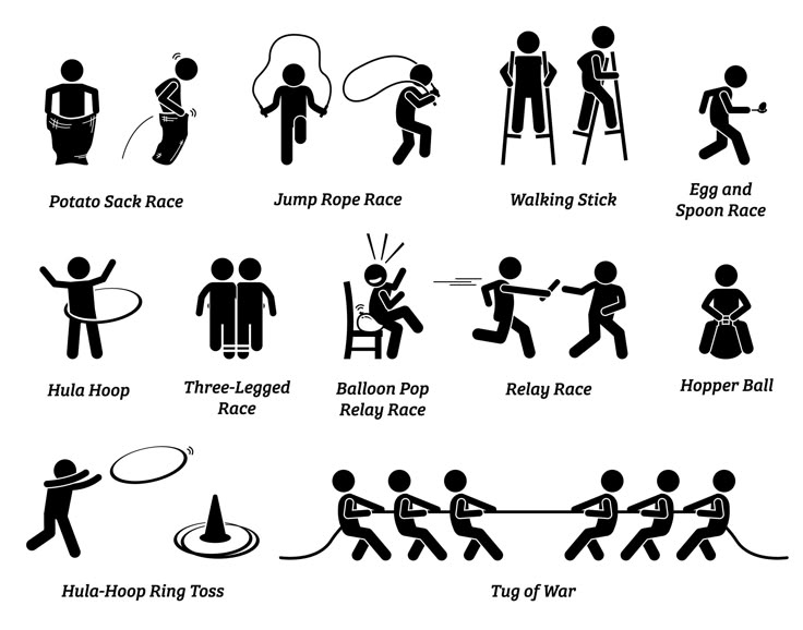 an image of stick figures doing different activities