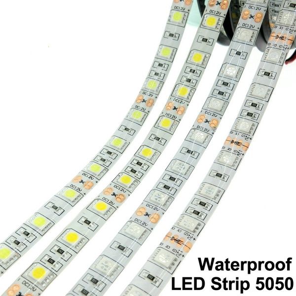 three pieces of white led strip with red and yellow lights on each side, one is shown