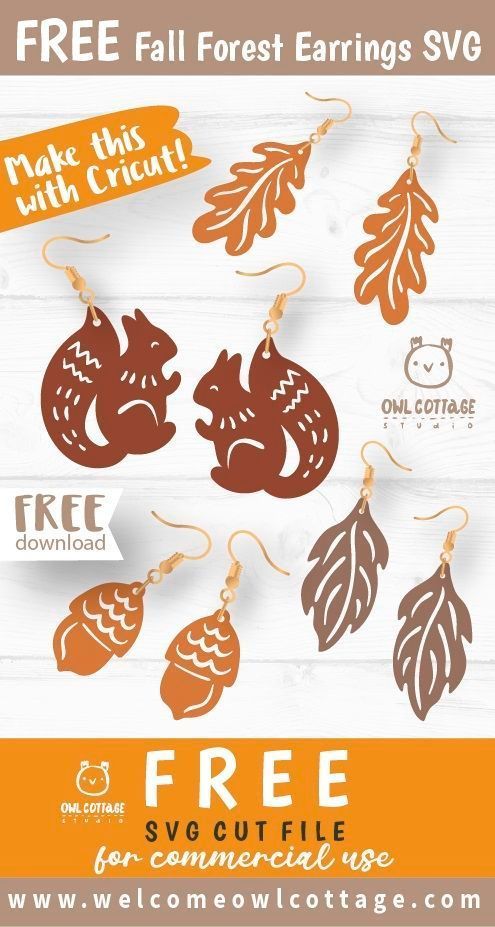 free fall leaf earrings svg cut files