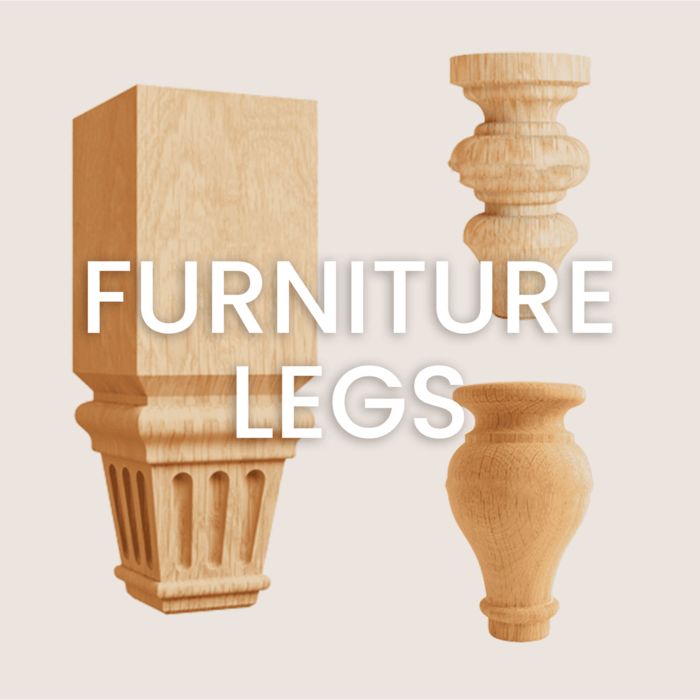 the furniture legs are made out of wood and have different shapes, sizes and colors