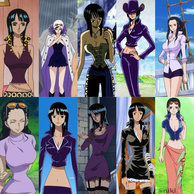 many different anime characters are shown in the same image as they appear to be wearing clothes