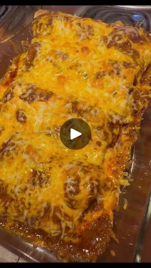 a casserole dish with meat and cheese on it in a glass baking pan