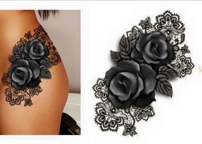 Behind The Neck Tattoos, Tattoos For Women On Thigh, Crucifix Tattoo, Tattoo Hip, Thigh Tattoo Designs, Remembrance Tattoos, Tattoo Leg, Roses Tattoo, Watch Tattoos