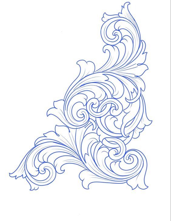 an intricately designed design in blue ink