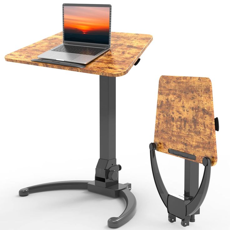 PRICES MAY VARY. Unique Folding Board: The mobile laptop desk is designed with a tiltable board, supporting 0°-90° flip, can be used for reading, composing and painting, etc. Added non-slip pads to protect the laptop from falling when used at an angle Gas Spring Height Adjsutment: The height of the rolling computer desk can be adjusted from 29.9" to 44.9" with one-button lifting. Using pneumatic adjustment technology, the lifting process is smooth and fast, and it is easy to switch between sitti Desk With Wheels, Mobile Standing Desk, Portable Laptop Table, Portable Laptop Desk, Rolling Desk, Low Sofa, Foldable Desk, Portable Desk, Desktop Design