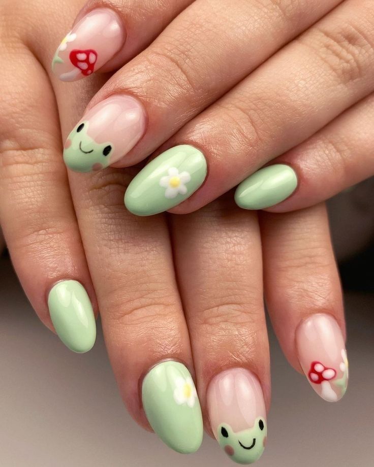 Essence Nails, Simple Spring Nails, Unghie Sfumate, Nails Dip, Hippie Nails, Cute Simple Nails, Cute Spring Nails, Nails Green, Simple Gel Nails