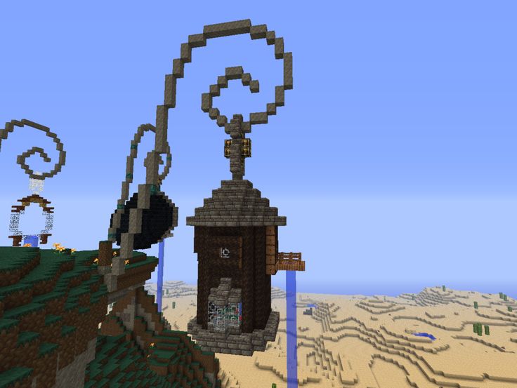 minecraft hanging build - Google Search Minecraft House Hanging, Minecraft Hanging House, Minecraft Medieval Clock Tower, Minecraft Weaponsmith, Minecraft Weaponsmith House, Bubble Games, Bubble Shooter, Cool Minecraft Creations, Fitness Videos