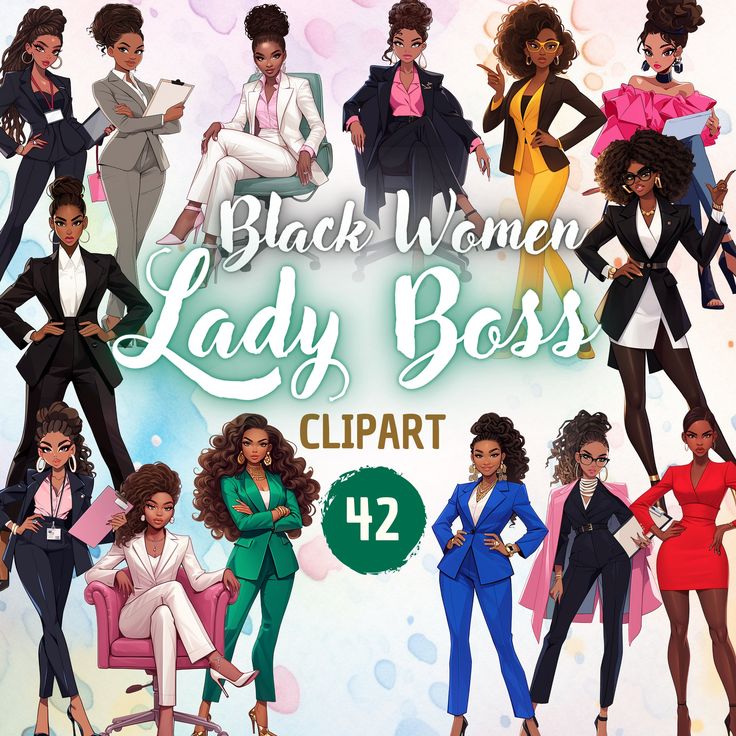 black women lady boss clipart vol 2