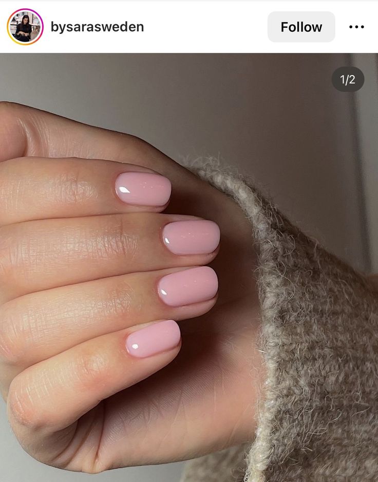 Dip Nails Square, Plain Simple Nails, Plain Nail Colors, Nails Plain Color, Plain Nails Colors, Pink Nails Gel, Short Pink Nails, Russian Manicure, Baby Pink Nails