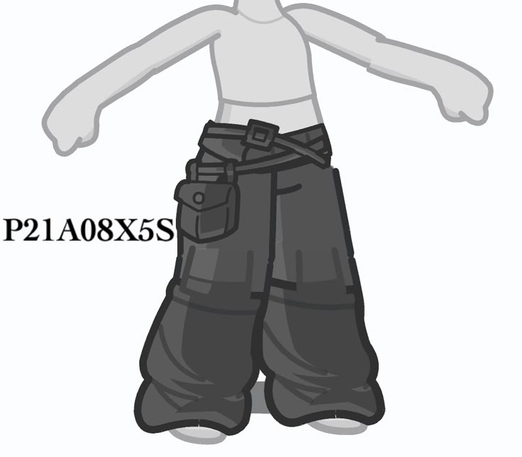 a drawing of a person wearing pants and holding his arms out to the side with one hand