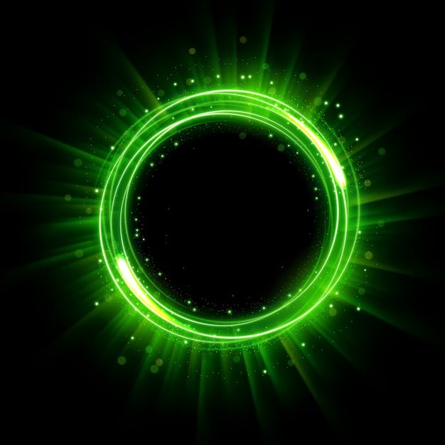 an abstract green circle with lights and sparkles on a black background stock photo - 1229