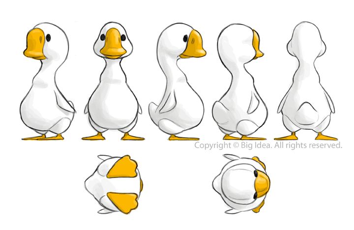 some cartoon ducks with different expressions on their faces and body, all looking like they're