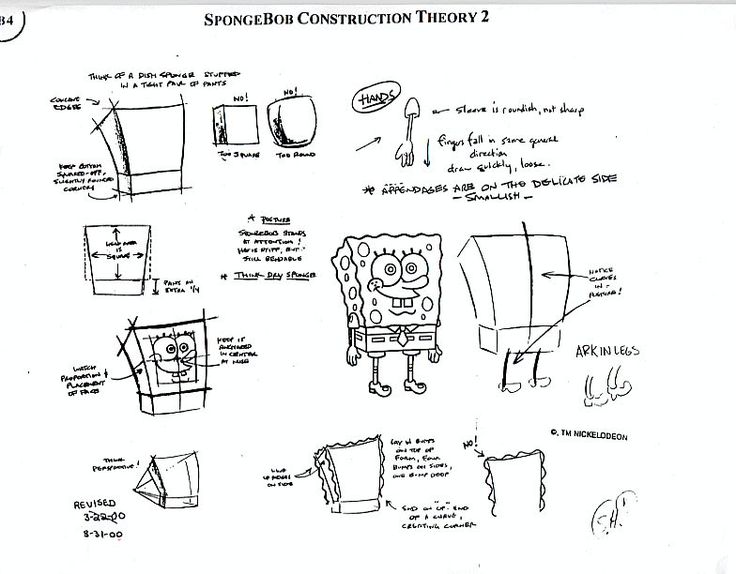 some drawings and instructions for spongebob construction theory 2, from the simpsons series