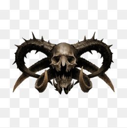 an image of a skull with horns on it's head, transparent background png