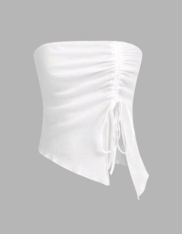 White Assymetrical Top, White Asymmetrical Top, Top Blanco Aesthetic, White Fancy Top, Tops From Shein, Cute Tube Tops, White Tube Top, Shein Clothing, Tops Shein