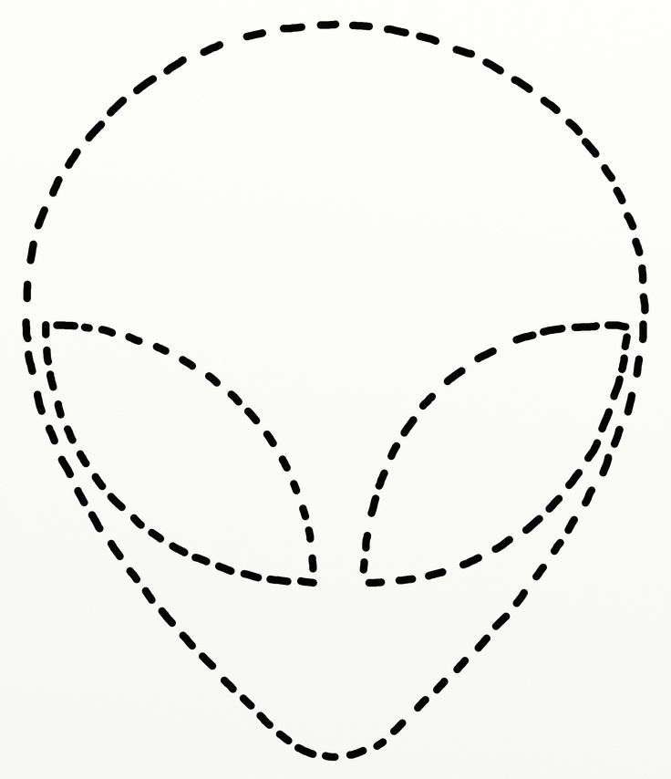 an alien head with dotted lines in the shape of a heart on a white background