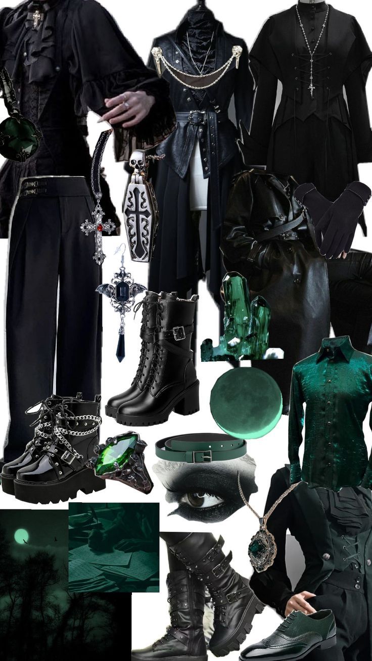 Space Goth Aesthetic, Green Goth Outfit, Green Goth Aesthetic, Goth Aesthetic Outfit, Green Goth, Gothic Green, Corp Goth, Dark Outfit, Green Clothes