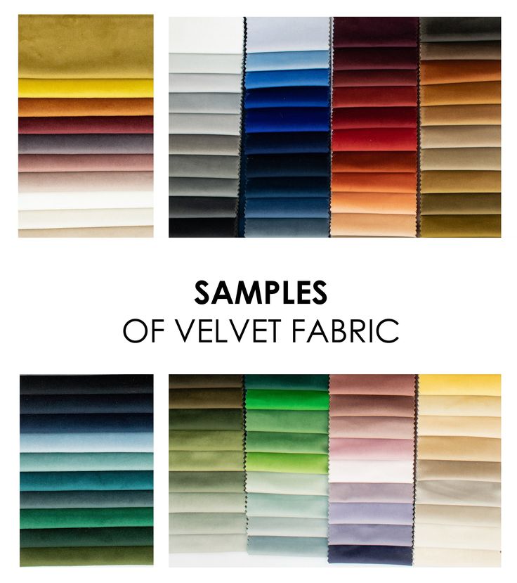 sample samples of velvet fabric in different colors and sizes, with the words samples of velvet fabric