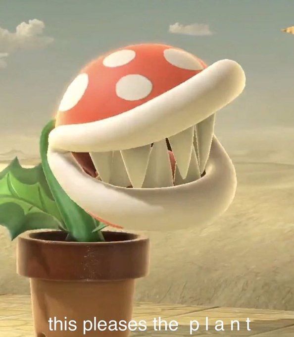 an image of a mushroom plant with its mouth open and teeth out in front of it