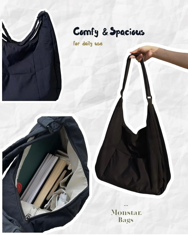 ⋆.˚ Puffy tote • comfy and spacious for daily use ⋆.˚ ▸ Can fit from 13” 14” 16” laptop ▸ price: $10.90 📸 by us 🛍️ DM us to order! 🚫 Order cannot cancel! #monstar_bags #totebag #totebagaesthetic #bag Bdg Tote Bag, What’s In My Tote Bag, Bag Ideas Design, Bags To Sew, Baggy Bag, Blue Sweater Outfit, Everyday Bag Essentials, Tot Bag, Uni Bag