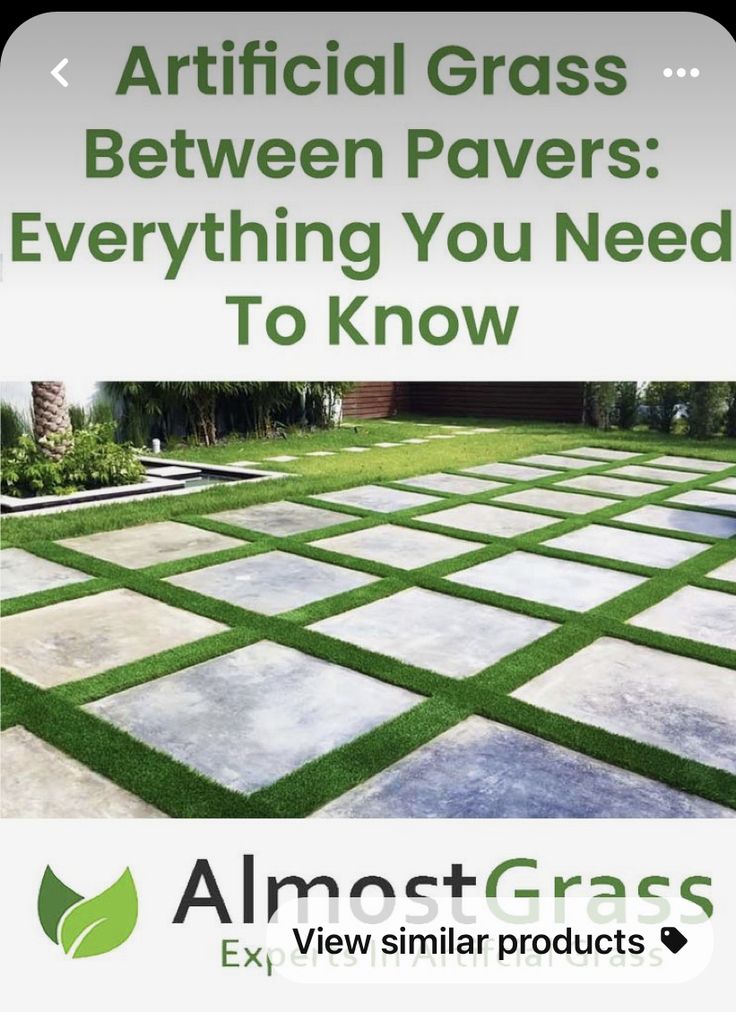 an advertisement for artificial grass between paverss everything you need to know