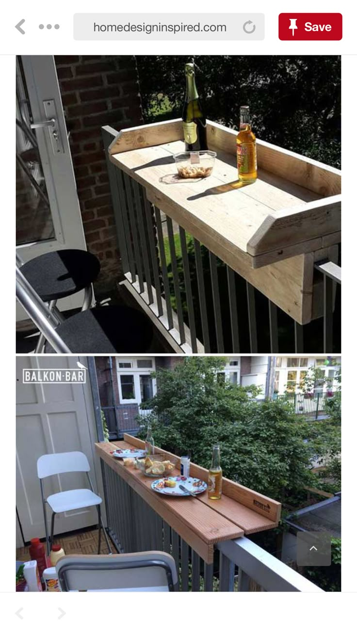 two pictures side by side, one with an outdoor table and the other with food on it