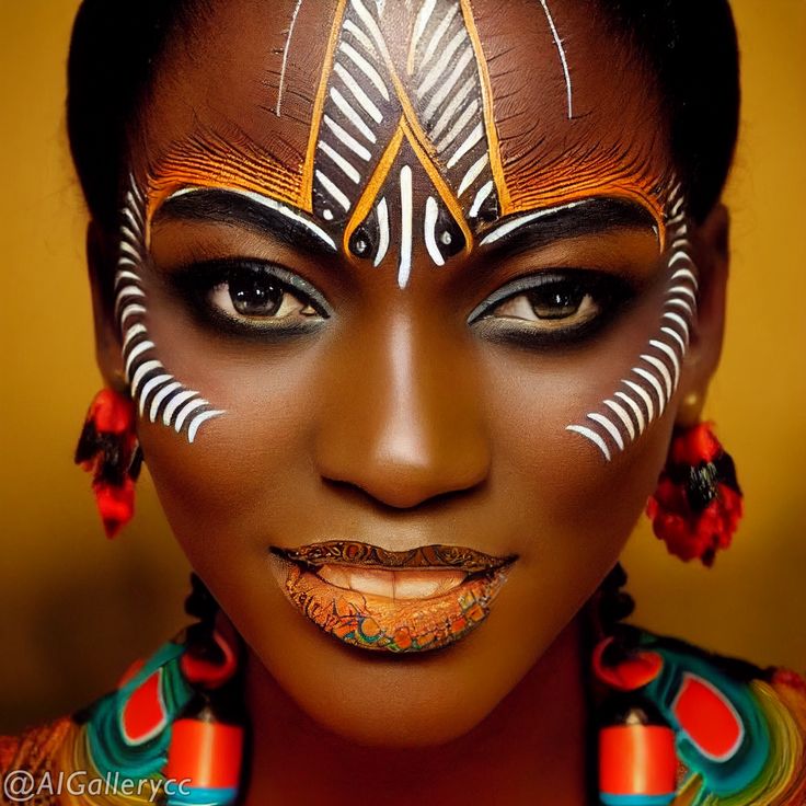 Glow Face Paint, African Face Paint, African Makeup, Animal Face Paintings, Exotic Makeup, Futuristic Makeup, Theatre Makeup, Mask Painting, Face Art Makeup