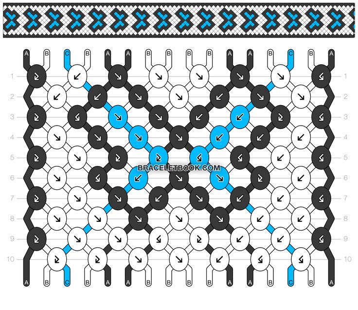 the pattern is made up of blue and black circles, with numbers on each side