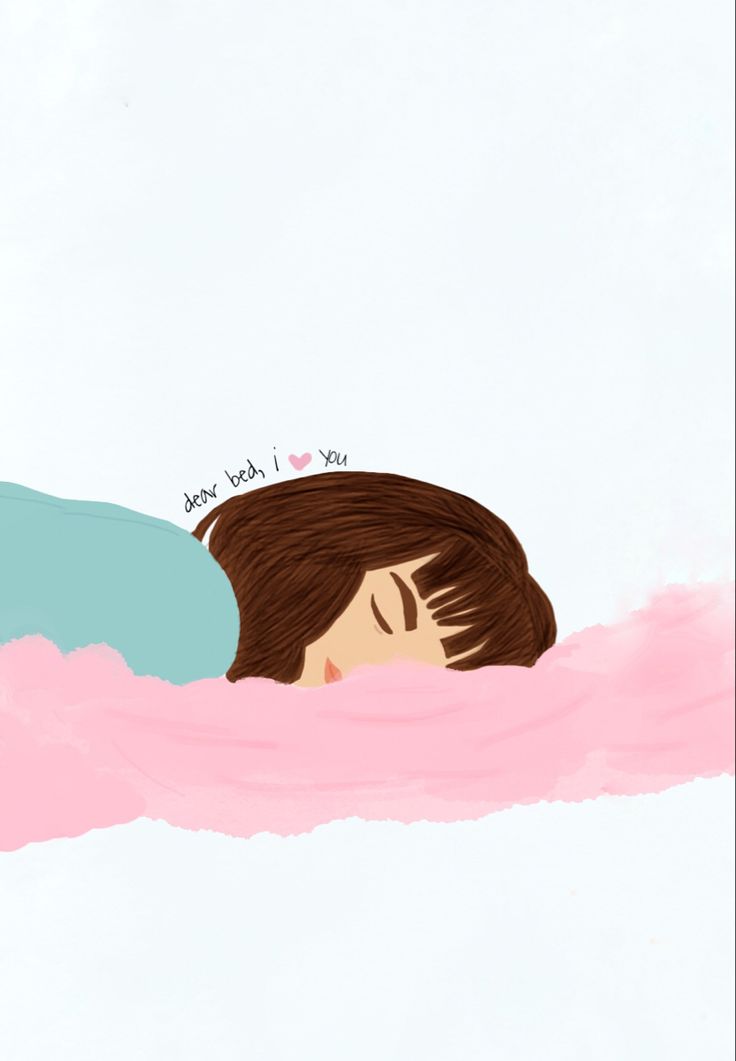 a drawing of a woman laying in bed with her head on the pillow that says, i love you