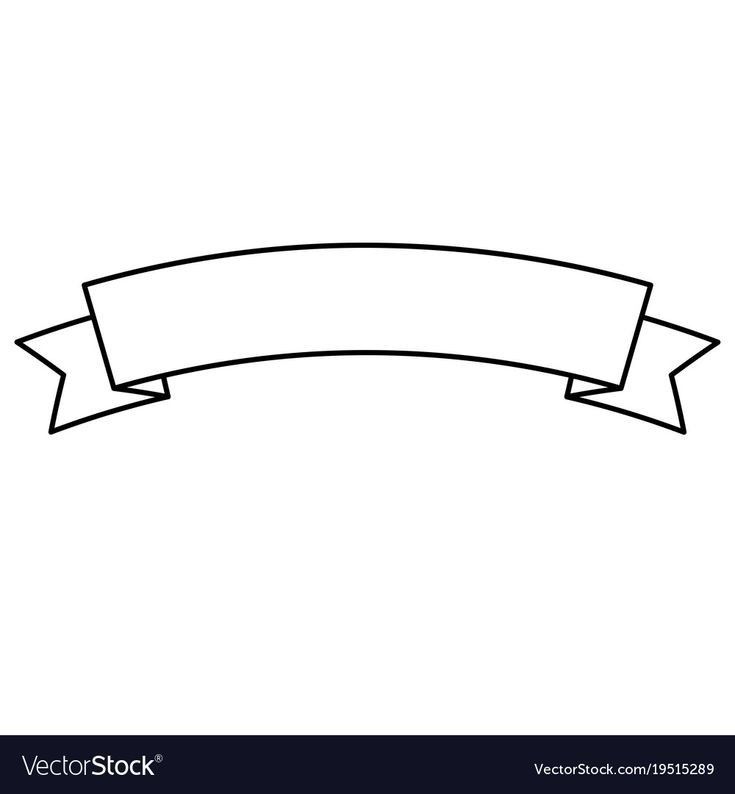 a black and white line drawing of an empty ribbon with a place for your text