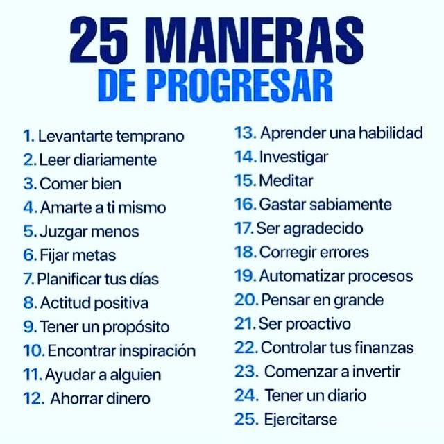 a poster with the words 25 maneras de progresar