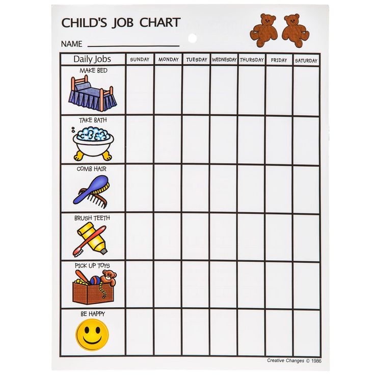 a child's job chart with different items on it